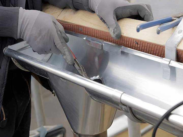 Fixation de gouttière en zinc, Picauville